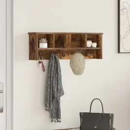 Sienas Pakaramais Ar Plauktu Dūmakaina Ozolkoka 75 X 16 X 26 Cm Vidaxl