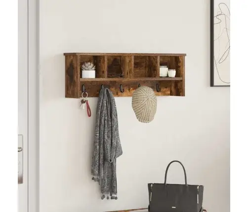 Sienas Pakaramais Ar Plauktu Dūmakaina Ozolkoka 75 X 16 X 26 Cm Vidaxl