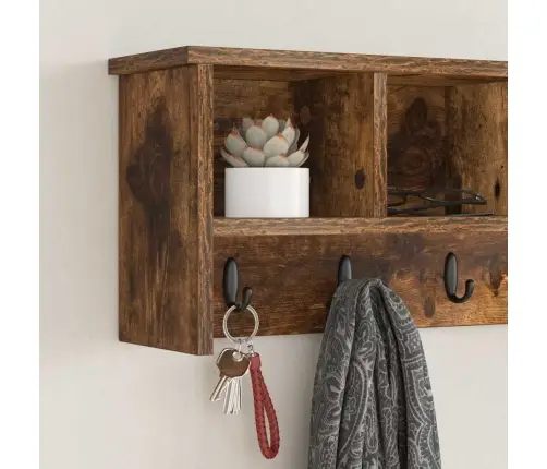 Sienas Pakaramais Ar Plauktu Dūmakaina Ozolkoka 75 X 16 X 26 Cm Vidaxl