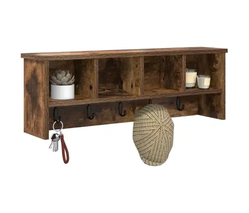 Sienas Pakaramais Ar Plauktu Dūmakaina Ozolkoka 75 X 16 X 26 Cm Vidaxl