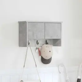 Sienas Pakaramais Ar Plauktu Betona Pelēka 50 X 20 X 30 Cm Vidaxl