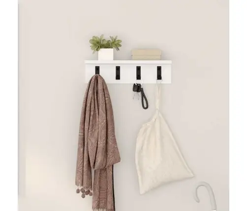 Sienas Pakaramais Balts 40 X 10.5 X 10.5 Cm Inženierijas Koks Vidaxl