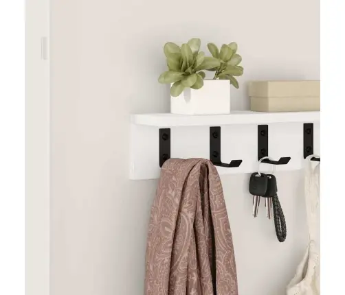 Sienas Pakaramais Balts 40 X 10.5 X 10.5 Cm Inženierijas Koks Vidaxl