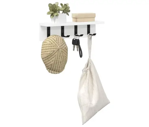 Sienas Pakaramais Balts 40 X 10.5 X 10.5 Cm Inženierijas Koks Vidaxl