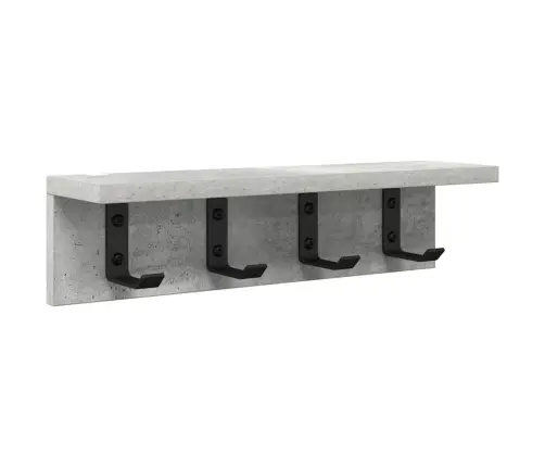 Sienas Pakaramais Ar Plauktu Betona Pelēka 40 X 10.5 X 10.5 Cm Vidaxl