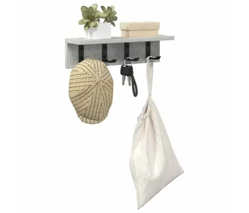 Sienas Pakaramais Ar Plauktu Betona Pelēka 40 X 10.5 X 10.5 Cm Vidaxl