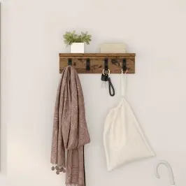 Sienas Pakaramais Ar Plauktu Vecs Koks 40 X 10.5 X 10.5 Cm Vidaxl