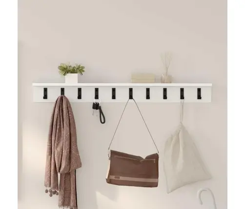 Sienas Pakaramais Balts 100 X 10.5 X 10.5 Cm Inženierijas Koks Vidaxl