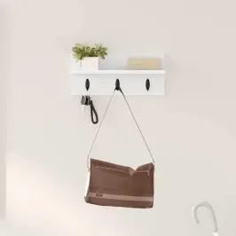 Sienas Pakaramais Balts 40 X 10.5 X 18 Cm Inženierijas Koks Vidaxl