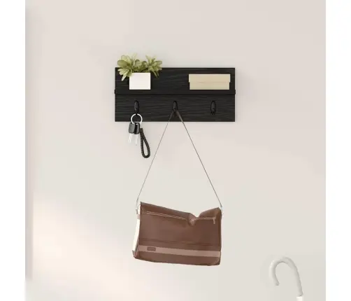 Sienas Pakaramais Ar Plauktu Melns Ozols 40 X 10.5 X 18 Cm Vidaxl