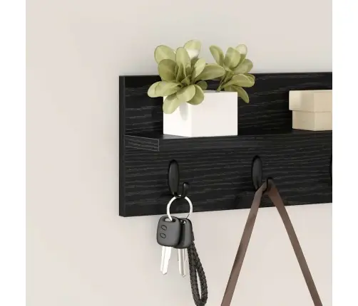 Sienas Pakaramais Ar Plauktu Melns Ozols 40 X 10.5 X 18 Cm Vidaxl