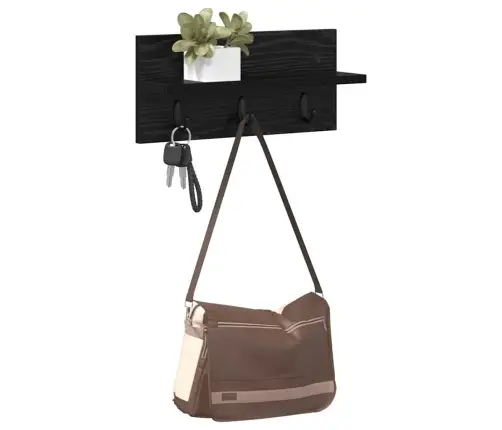 Sienas Pakaramais Ar Plauktu Melns Ozols 40 X 10.5 X 18 Cm Vidaxl