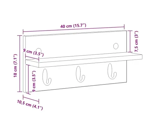 Sienas Pakaramais Pelēka Sonomas Ozola 40 X 10.5 X 18 Cm Vidaxl