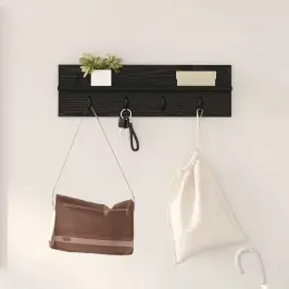 Sienas Pakaramais Ar Plauktu Melns Ozols 60 X 10.5 X 18 Cm Vidaxl