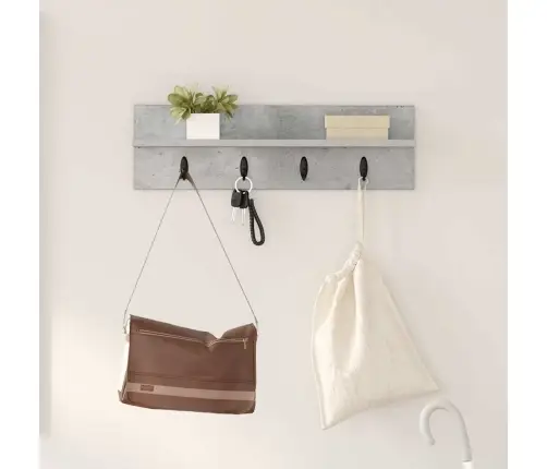Sienas Pakaramais Ar Plauktu Betona Pelēka 60 X 10.5 X 18 Cm Vidaxl