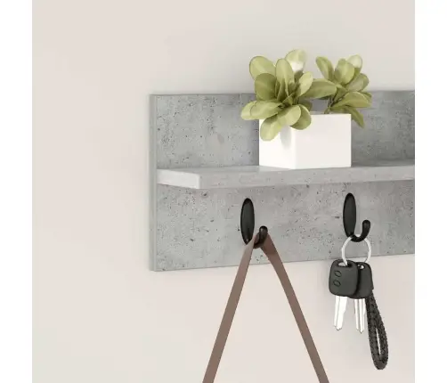 Sienas Pakaramais Ar Plauktu Betona Pelēka 60 X 10.5 X 18 Cm Vidaxl
