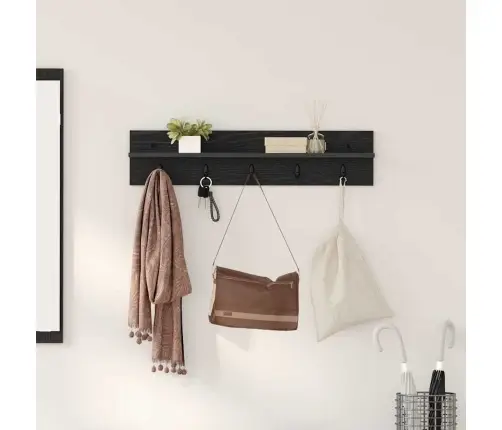 Sienas Pakaramais Ar Plauktu Melns Ozols 80 X 10.5 X 18 Cm Vidaxl