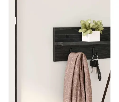 Sienas Pakaramais Ar Plauktu Melns Ozols 80 X 10.5 X 18 Cm Vidaxl