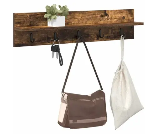 Seinale Kinnitatav Riidepuu Suitsutatud Tamm 80 X 10.5 X 18 Cm