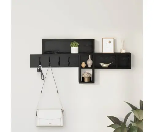 Sienas Pakaramais Ar Plauktu Ar Uzglabāšanu Melni Ozoli 100 X 12 X 43.5 Cm Vidaxl