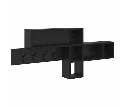 Sienas Pakaramais Ar Plauktu Ar Uzglabāšanu Melni Ozoli 100 X 12 X 43.5 Cm Vidaxl