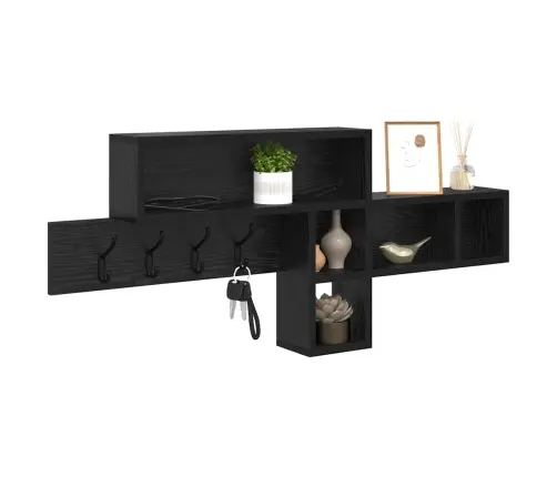 Sienas Pakaramais Ar Plauktu Ar Uzglabāšanu Melni Ozoli 100 X 12 X 43.5 Cm Vidaxl