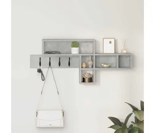 Sienas Pakaramais Ar Plauktu Betona Pelēks 100 X 12 X 43.5 Cm Vidaxl
