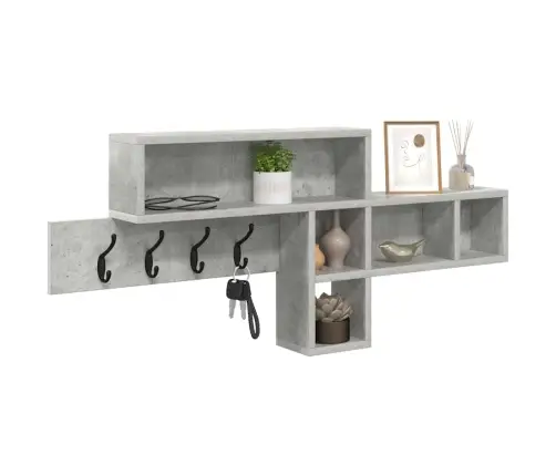Sienas Pakaramais Ar Plauktu Betona Pelēks 100 X 12 X 43.5 Cm Vidaxl