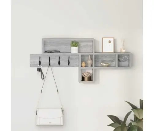 Sienas Pakaramais Ar Plauktu Pelēks Sonoma 100 X 12 X 43.5 Cm Vidaxl