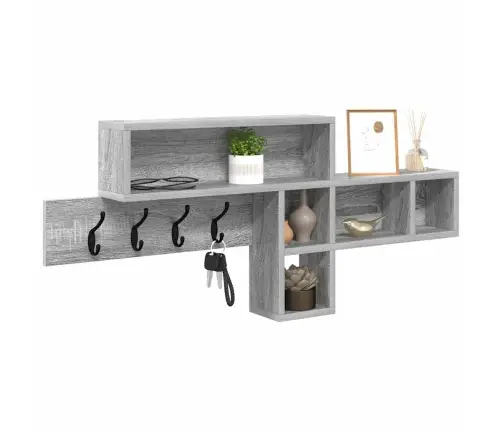 Sienas Pakaramais Ar Plauktu Pelēks Sonoma 100 X 12 X 43.5 Cm Vidaxl