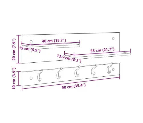 Prikabinamas Paltas Su Lentyna Sena Mediena 90 X 15 X 36 Cm