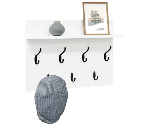 Seinale Kinnitatav Riidepuu Valge 60 X 40 X 12 Cm Tehispuit