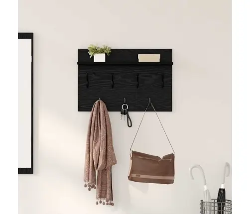 Sienas Pakaramais Melns Ozols 60 X 40 X 12 Cm Inženierijas Koks Vidaxl