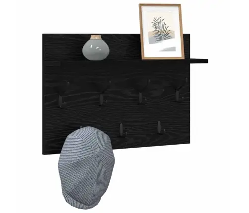 Sienas Pakaramais Melns Ozols 60 X 40 X 12 Cm Inženierijas Koks Vidaxl