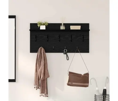 Seinale Kinnitatav Riidepuu Must Tamm 80 X 40 X 12 Cm Tehispuit