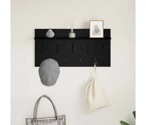 Seinale Kinnitatav Riidepuu Must Tamm 80 X 40 X 12 Cm Tehispuit