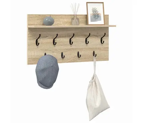 Sienas Pakaramais Ar Plauktu Sonomas Ozola 80 X 40 X 12 Cm Vidaxl