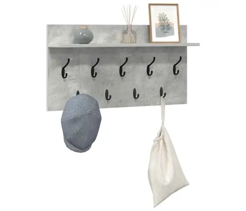 Sienas Pakaramais Ar Plauktu Betona Pelēka 80 X 40 X 12 Cm Vidaxl