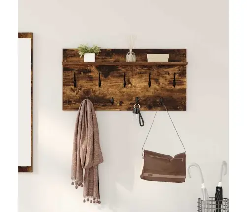 Sienas Pakaramais Ar Plauktu Dūmakaina Ozolkoka 80 X 40 X 12 Cm Vidaxl