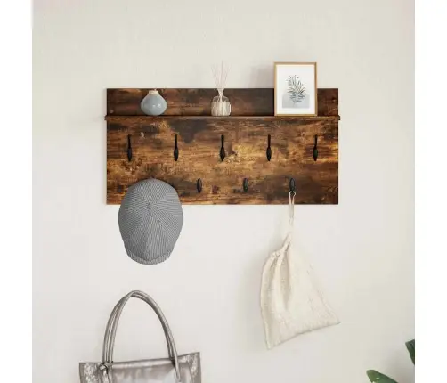 Sienas Pakaramais Ar Plauktu Dūmakaina Ozolkoka 80 X 40 X 12 Cm Vidaxl