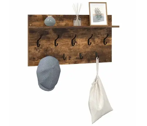 Sienas Pakaramais Ar Plauktu Dūmakaina Ozolkoka 80 X 40 X 12 Cm Vidaxl