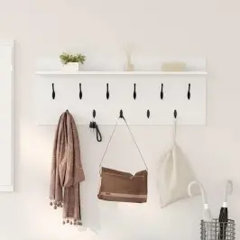 Seinale Kinnitatav Riidepuu Riiuliga Valge Tehispuit