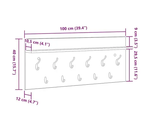 Prikabinamas Paltas Su Lentyna Juoda Ąžuolo Apdirbta Mediena
