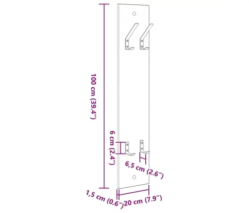 Seinale Kinnitatav Riidepuu Sonoma Tamm 20 X 1.5 X 100 Cm