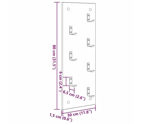 Seinale Kinnitatav Riidepuu Käsitöötamm 30 X 1.5 X 80 Cm