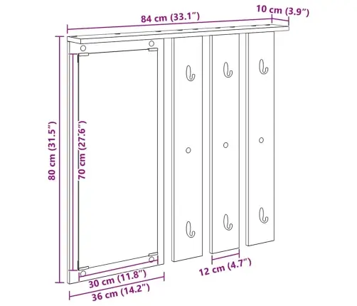 Seinale Kinnitatav Riidepuu Sonoma Tamm 84 X 10 X 80 Cm