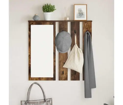 Sienas Pakaramais Ar Plauktu Dūmakaina Ozolkoka 84 X 10 X 80 Cm Vidaxl