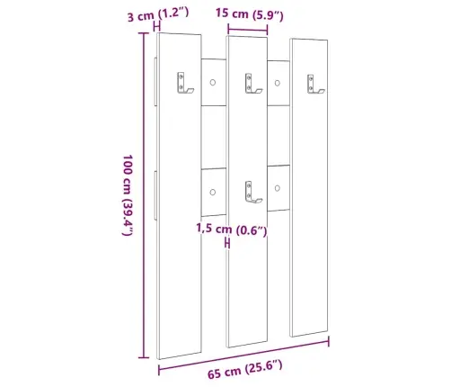 Sienas Pakaramais Ar Uzglabāšanu Sonomas Ozola 65 X 3 X 100 Cm Vidaxl