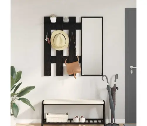 Sienas Pakaramais Ar Uzglabāšanu Ar Spoguli Melni Ozoli 100 X 10 X 100 Cm Vidaxl