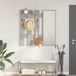 Sienas Pakaramais Ar Spoguli Betona Pelēks 100 X 10 X 100 Cm Vidaxl